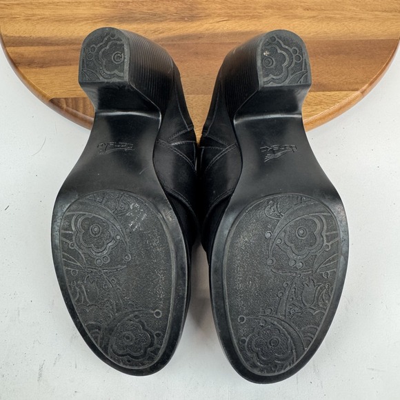 Womens Dansko Blake Black Leather Heeled Backless Mules Clogs Size EU 39 - Picture 7 of 8